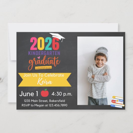 2026 Kindergarten Graduation Invitation with Photo (Devant)