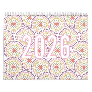 2026 Kleurrijk Pastel Patroon Illustratie Agenda Kalender