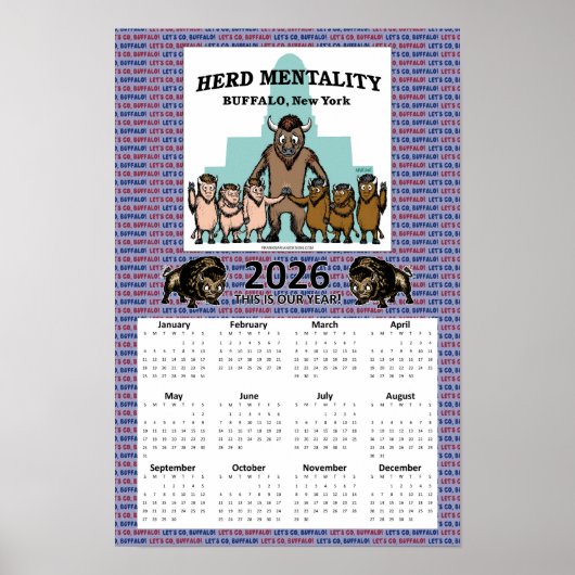 2026 Kudde Mentaliteit Kalender (12 x 18) Poster (Voorkant)