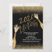 2026 Lets Party Black Gold New Year Invitation (Devant)