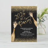 2026 Lets Party Black Gold New Year Invitation (Debout devant)