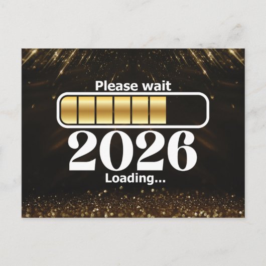 2026 Loading Please Wait Happy New Year Feestdagenkaart (Voorkant)