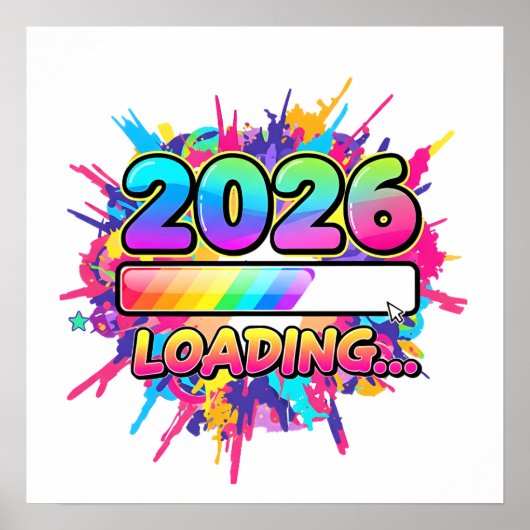 2026 Loading... Progress Bar Sticker Poster (Voorkant)