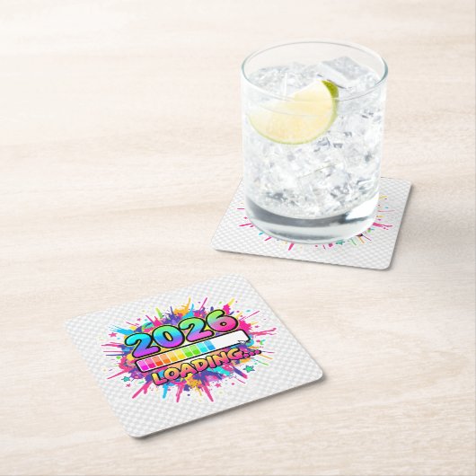 2026 Loading... Progress Bar Sticker Vierkante Kartonnen Onderzetter (Insitu)