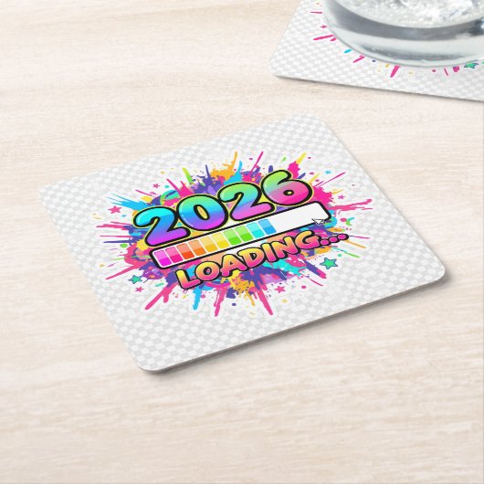2026 Loading... Progress Bar Sticker Vierkante Kartonnen Onderzetter (Schuin)