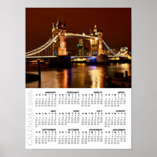 2026 Londense Kalender, Tower Bridge 's nachts / V Poster