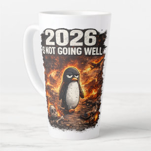 2026 Loopt Niet Goed Grappige Pinguïn Latte Mok 