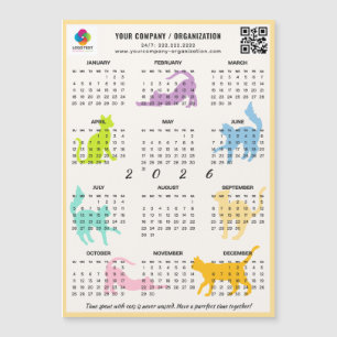 2026 Maandkalender Pastel Speelse Kat Magneet