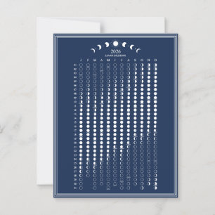 2026 Maanfase Maancyclus Kalender Minimalistisch Briefkaart