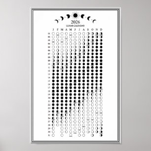2026 Maanfase Maancyclus Kalender Minimalistisch Poster