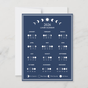 2026 Maanfasekalender Maancyclus Minimalistisch Briefkaart
