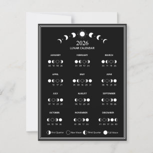 2026 Maanfasekalender Maancyclus Minimalistisch Briefkaart