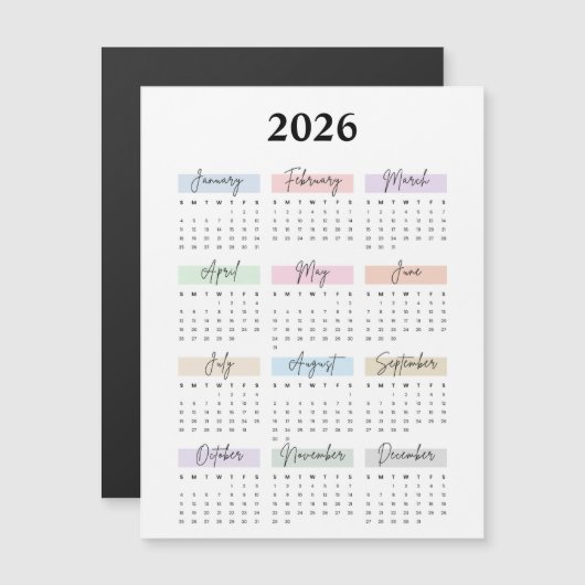 2026 magnet calendar  (Devant / Derrière)