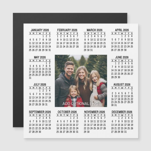 2026 magnetische kalender met foto (Voorkant / Achterkant)