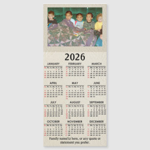 2026 Magnetische Kalender met uw foto en tekst