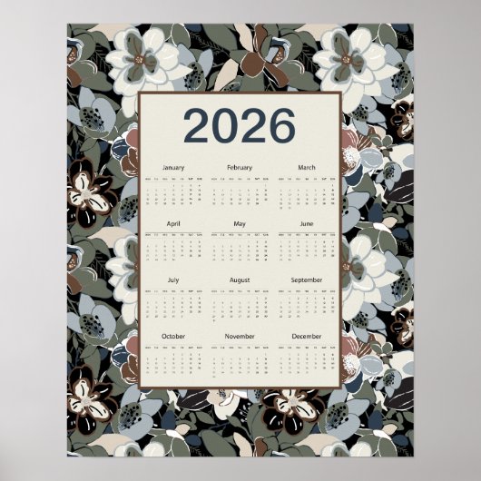 2026 Magnolia Floral Calendar Poster (Devant)