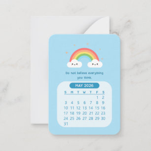 2026 Mei Maandelijkse Cute Kawaii Motiverende Kale Notitiekaartje