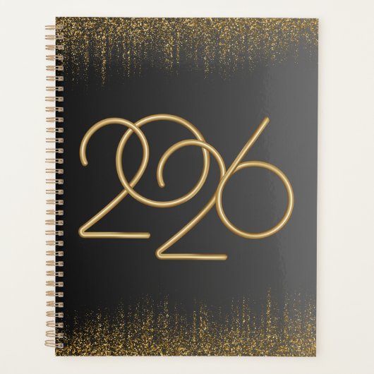 2026 Minimal Black & Gold Planner Cover (Devant)