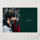 2026 Minimalist Modern Script Green Photo Folie Feestdagenkaart (Achterkant)