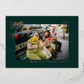 2026 Minimalistisch Modern Schrift Groen Foto Folie Feestdagenkaart (Voorkant)