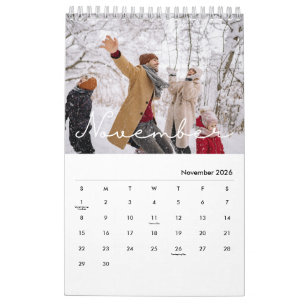 2026 Minimalistisch Script Aangepaste Foto Kalender