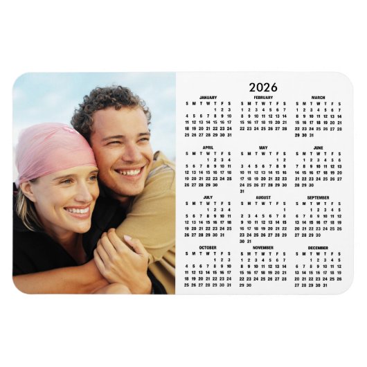 2026 Modern Calendar Photo Magnet Magneet (Horizontaal)