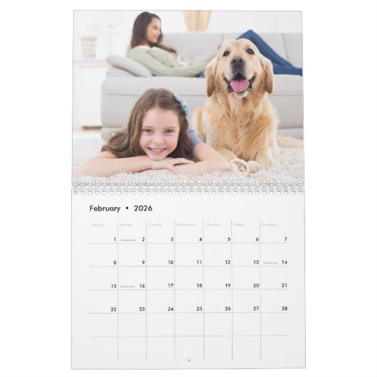 2026 Modern Creëer Uw eigen aangepaste familiefoto Kalender (Feb 2026)
