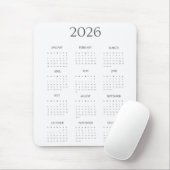 2026 Modern Minimalist Mini Calendar Muismat (Met muis)
