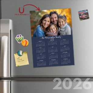2026 Moderne Blauwe Eenvoudige Fotokalender