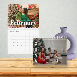 2026 Moderne Familie Foto's Eenvoudige Overlay Tek Kalender
