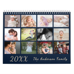 2026 Moderne Gezinsfotokalender – zwart & goud Kalender