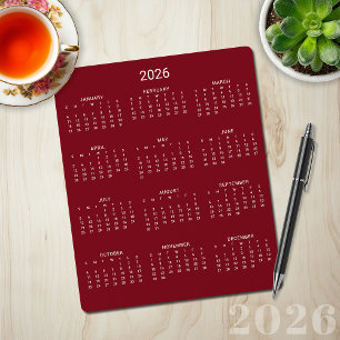 2026 Moderne Minimalistische Bourgogne Maroon Kale Muismat