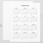 2026 Moderne minimalistische printbare kalender in (Voorkant / Achterkant)