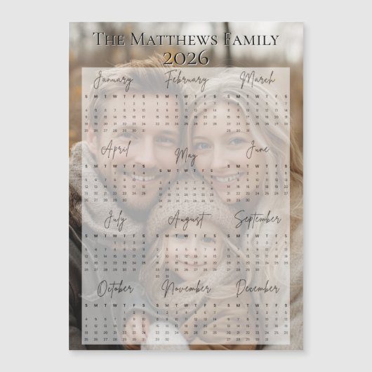 2026 Moderne Script Vakantie Fotokalender (Voorkant)