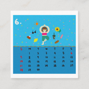 2026 Mooie Cartoon Yoga Oefeningen Kalender, Gezon Vierkante Visitekaartje