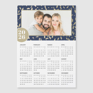 2026 Navy Gold Custom Foto Magnetische Kalender