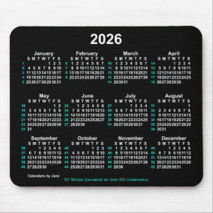 2026 Neon White 52 weken ISO-kalender door Janz Muismat