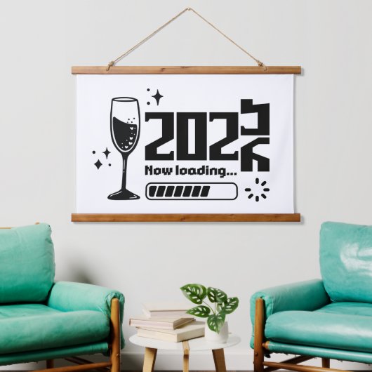 2026 New Year Loading Celebration Typography Hangend Wandkleed (Woonkamer)