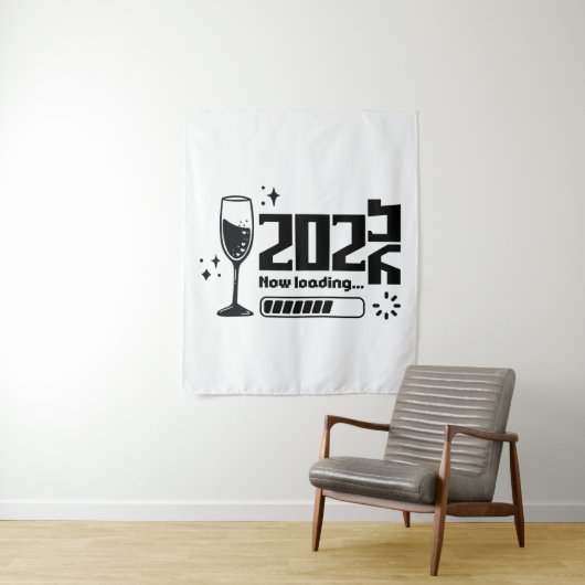 2026 New Year Loading Celebration Typography Wandkleed (In situ)