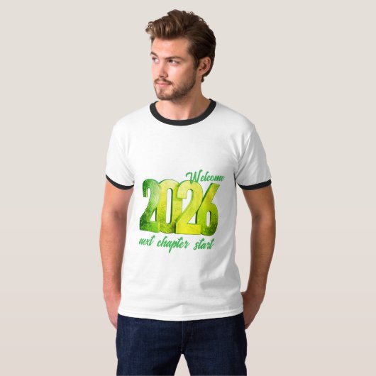 2026 NEW YEAR MENS BASIC RINGER T SHIRT (Voorkant volledig)
