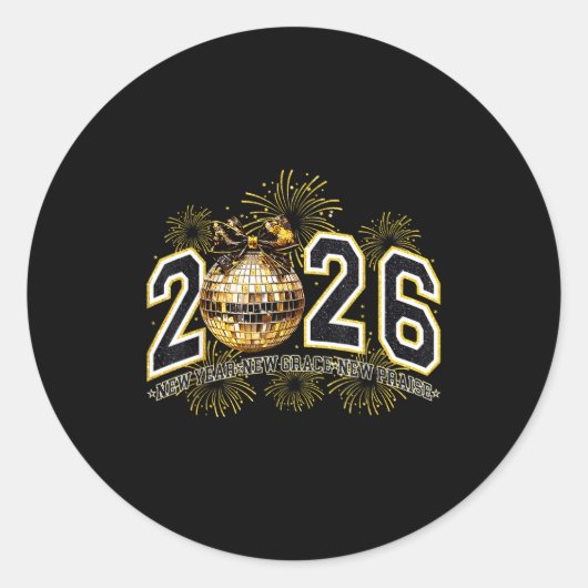 2026 New Year New Grace New Praise New Year's Eve Ronde Sticker (Voorkant)