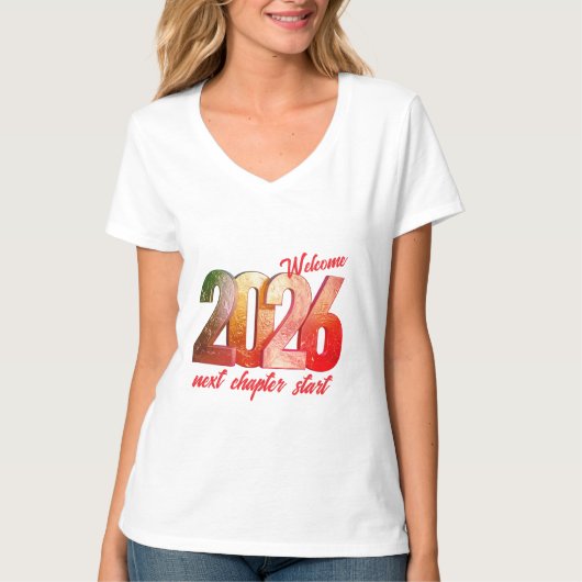 2026 NEW YEAR WOMENS BASIC VNECK TSHIRT (Devant)