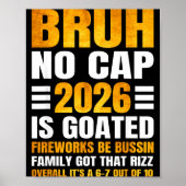 2026 New Year's Bruh No Cap Countdown Bussin Funny Poster (Voorkant)