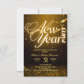 2026 New Years Eve Party Gold Glitter Black  Kaart (Voorkant)