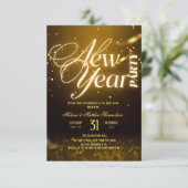 2026 New Years Eve Party Gold Glitter Black  Kaart (Staand voorkant)