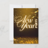 2026 New Years Eve Party Gold Glitter Black  Kaart (Achterkant)