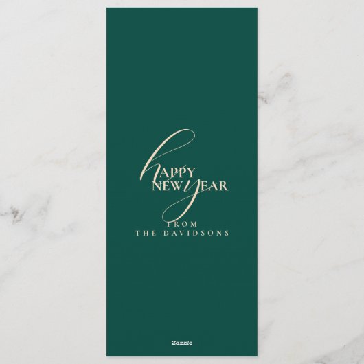 2026 New Years Modern Festive Teal Typography Kaart (Achterkant)