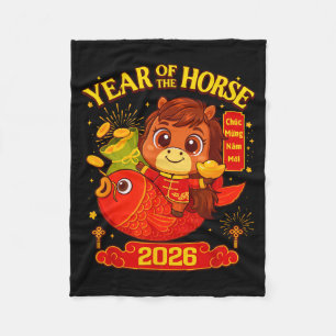 2026 Nieuw Maansjaar Paard Vietnamese Mannen Vrouw Fleece Deken