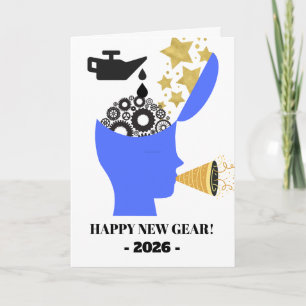 2026 Nieuwjaar Happy New Gear Resoluties Feestdagen Kaart