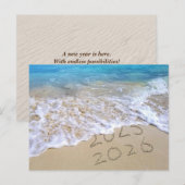 2026 Nieuwjaar Tropical Ocean Beach Feestdagenkaart (Voorkant / Achterkant)